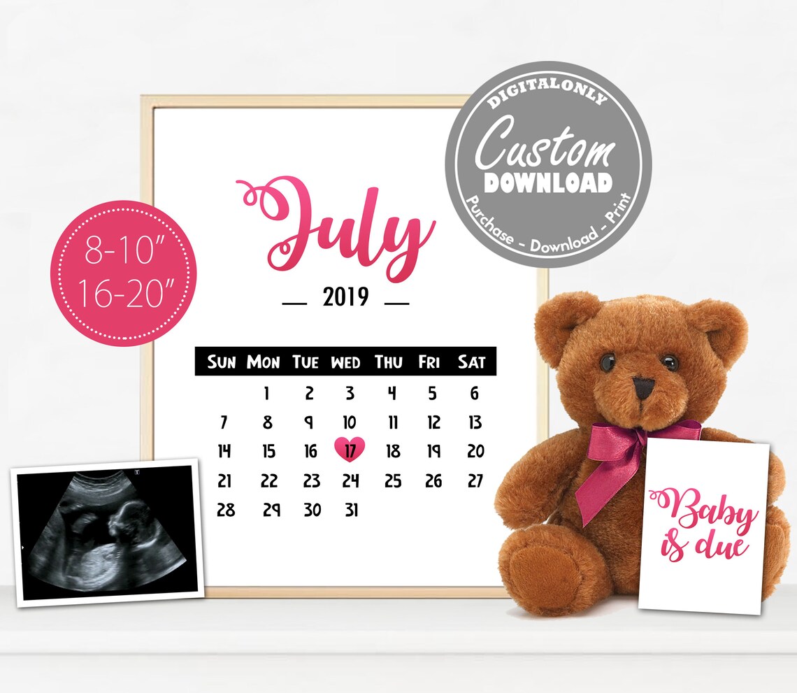Pregnancy Announcement Calendar Custom download Printable Etsy