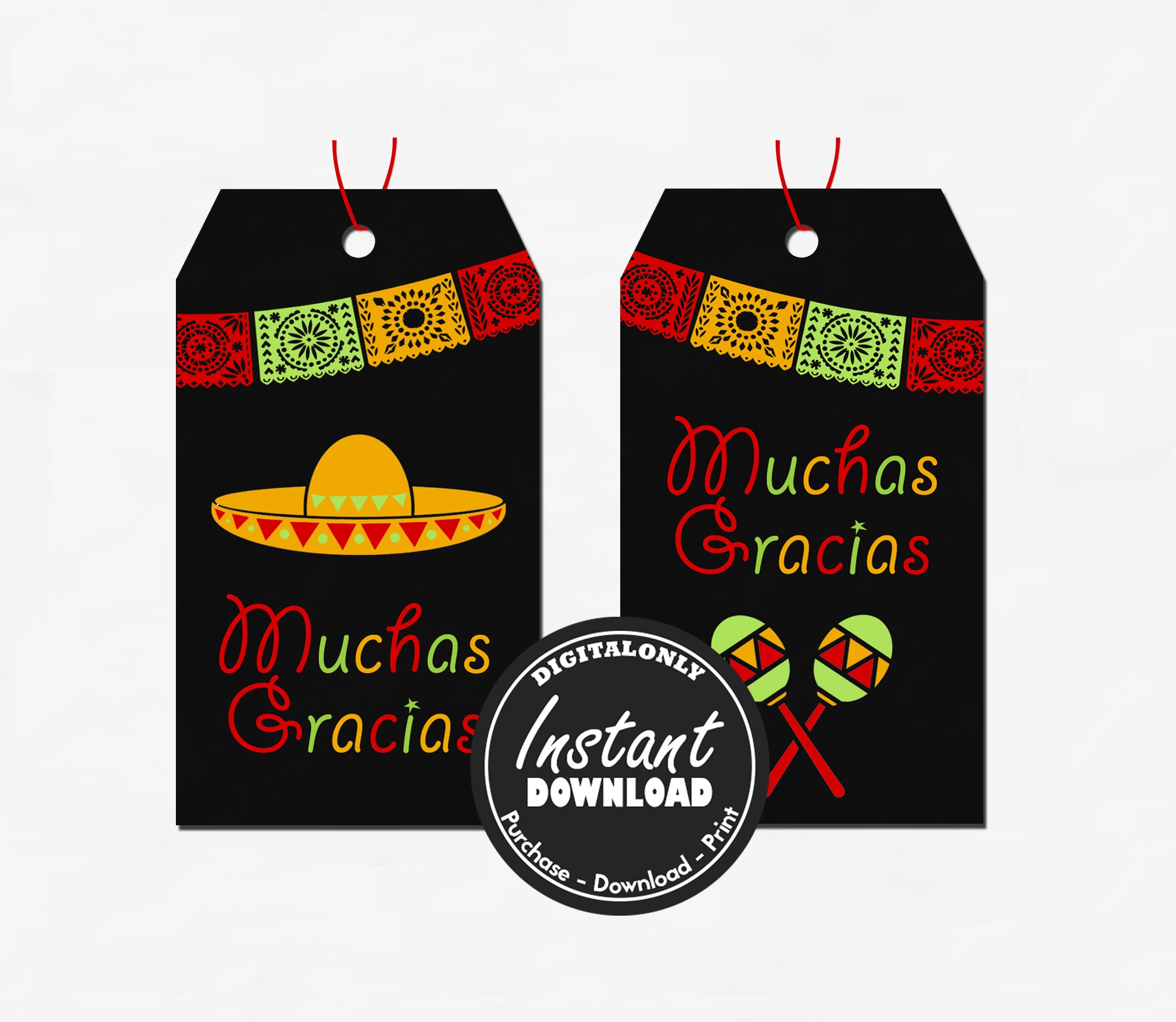Mexican Party Favor tags Instant Download Fiesta thank you | Etsy