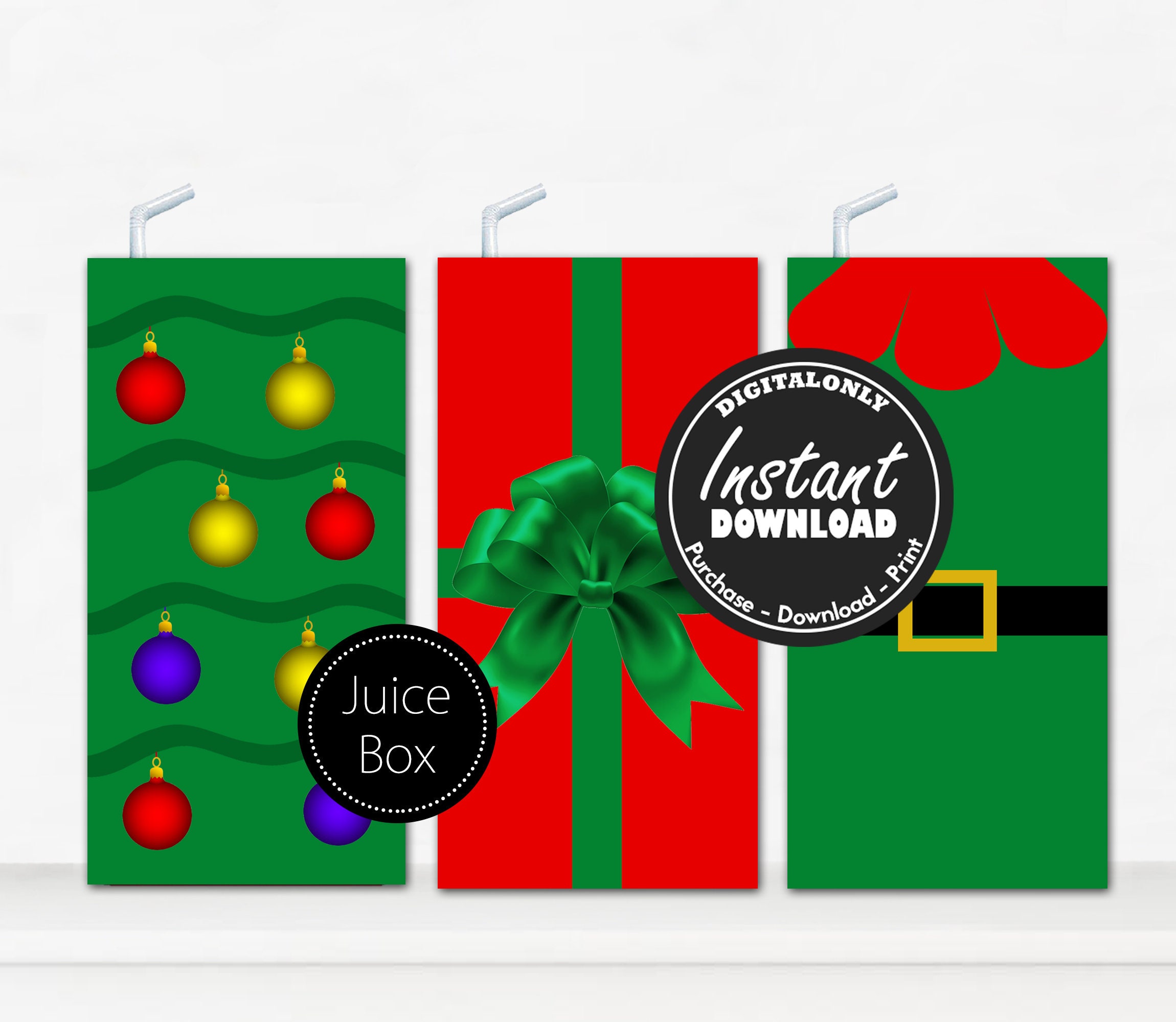 Christmas juice box labels