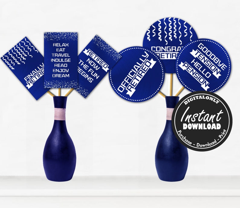 Retirement Centerpiece instant Download Blue and White Etsy