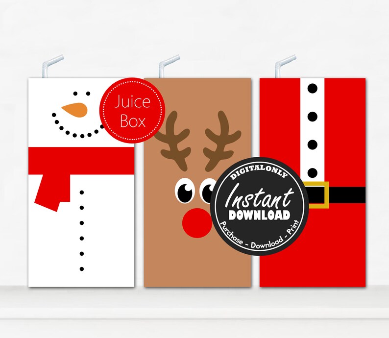 Holidays Juice Box Wrapper instant Download Christmas Party Etsy