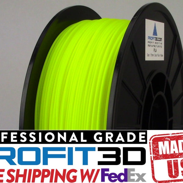 Fluorescent Yellow PLA 3D Printer Filament 1.75mm 1kg