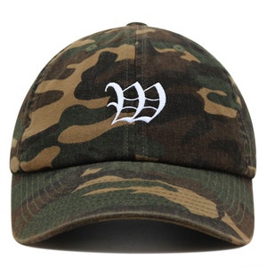 Gorra de béisbol de algodón bordada con la letra W del alfabeto inglés antiguo