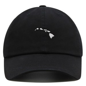 Carte d'Hawaï, chapeau papa premium, casquette de baseball en coton brodée, carte de l'île d'Hawaï
