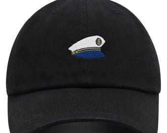 Embroidered Captain's Hat, Cotton Dad Hat - Nautical Baseball Cap
