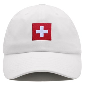 Swiss Flag Embroidered Dad Hat: Cotton Baseball Cap