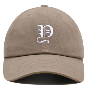 Gorra de béisbol de algodón bordada con la letra Y en inglés antiguo, de primera calidad, con el alfabeto inglés