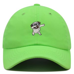 Cool Dabbing Pug Dog Cartoon Premium Dad Hat Embroidered Cotton Baseball Cap