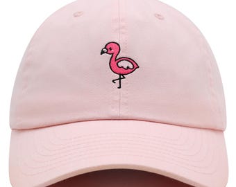 Boné Dad Hat Bordado com Flamingo Rosa: Boné de Beisebol de Algodão