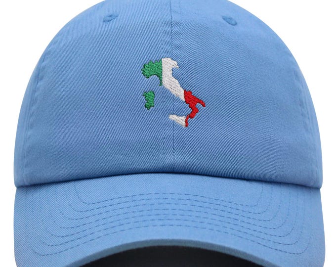 Embroidered Italy Map Dad Hat: Cotton Baseball Cap