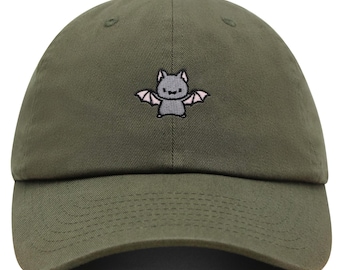 Gorra de béisbol gótica de algodón con diseño de murciélago bordado