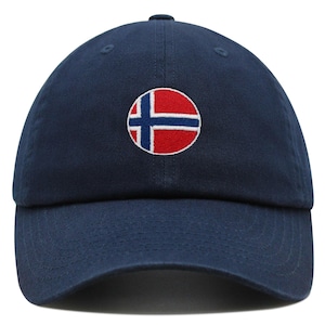 Norway Circle Flag Icon Premium Dad Hat Embroidered Cotton Baseball Cap Norwegian Emblem