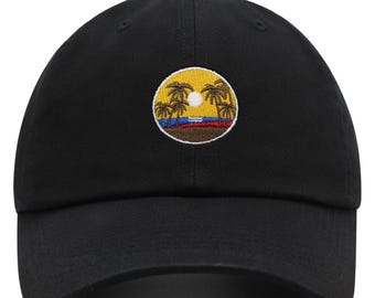 Gorra de béisbol náutica de algodón con bordado de palmeras