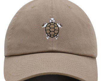 Embroidered Turtle Dad Hat - Premium Cotton Baseball Cap
