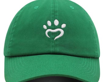 Heart Paw Print Dad Hat: Embroidered Cotton Baseball Cap
