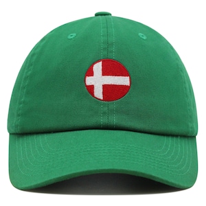 Denmark Circle Flag Icon Premium Dad Hat Embroidered Cotton Baseball Cap Scandinavian Danish
