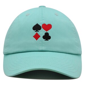 Playing Card Suits Embroidered Dad Hat - Casino Poker Cotton Cap