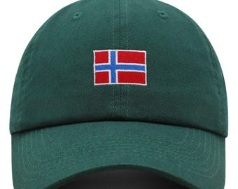 Norway Flag Embroidered Cotton Dad Hat