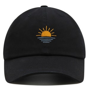 Sun Premium Dad Hat Embroidered Baseball Cap Sunset Sunrise Black