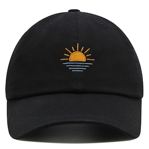 Sun Premium Dad Hat Embroidered Baseball Cap Sunset Sunrise Black