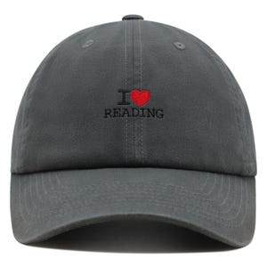 I Heart Reading geborduurde katoenen vaderhoed - cadeau boekenliefhebber