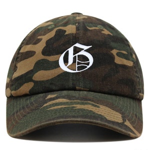 Gorra de béisbol de algodón bordada con la letra G en inglés antiguo y de primera calidad, con el alfabeto inglés