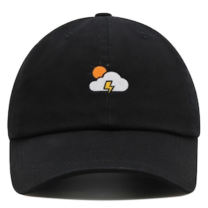 Embroidered Weather Dad Hat: Cotton Baseball Cap with Cloud & Sun