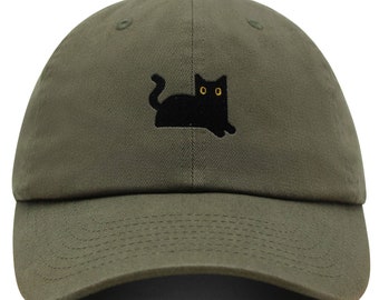 Zwarte Kat Premium Papa Hoed Geborduurde Baseball Cap Kat Moeder