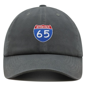 Gorra de béisbol bordada de algodón de primera calidad con el letrero de la autopista interestatal 65