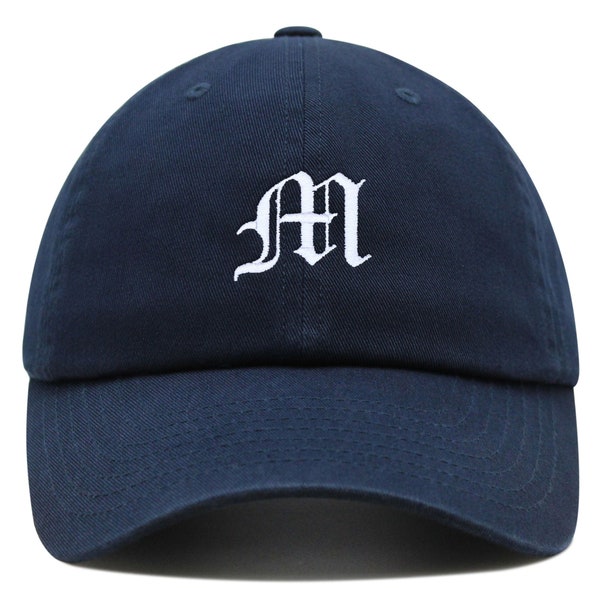 Old English Letter M Premium Dad Hat Embroidered Cotton Baseball Cap English Alphabet