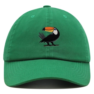 Gorra de béisbol bordada premium de tucán con diseño de pájaro zoológico