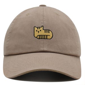 Embroidered Orange Cat Dad Hat, Minimalist Cotton Baseball Cap