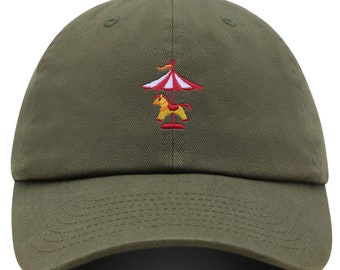 Gorra de béisbol de algodón con diseño de caballo de carrusel bordado
