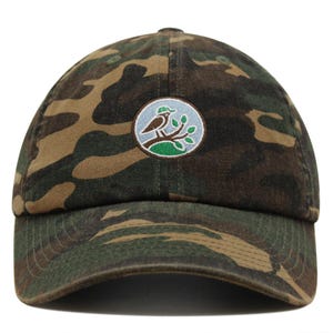 Bird on Branch Icon Premium Dad Hat Embroidered Cotton Baseball Cap Avian Ornithology