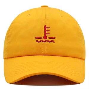 Engine Temperature Warning Dad Hat: Embroidered Cotton Baseball Cap