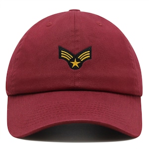 Military Rank Insignia Premium Dad Hat Embroidered Cotton Baseball Cap Insignia Badges