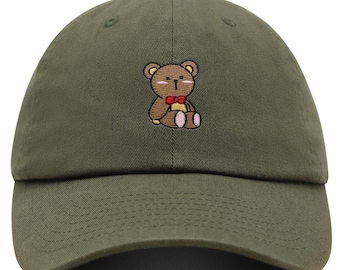 Embroidered Teddy Bear Dad Hat: Vintage Cotton Baseball Cap