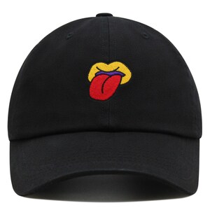 Tongue Out Lips Premium Dad Hat Embroidered Cotton Baseball Cap Funny Symbol