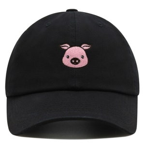 Gorra de béisbol bordada con diseño de cerdo y tocino de cerdo