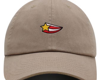 Gorra de béisbol bordada de algodón premium con diseño de estrella fugaz y rayas de color