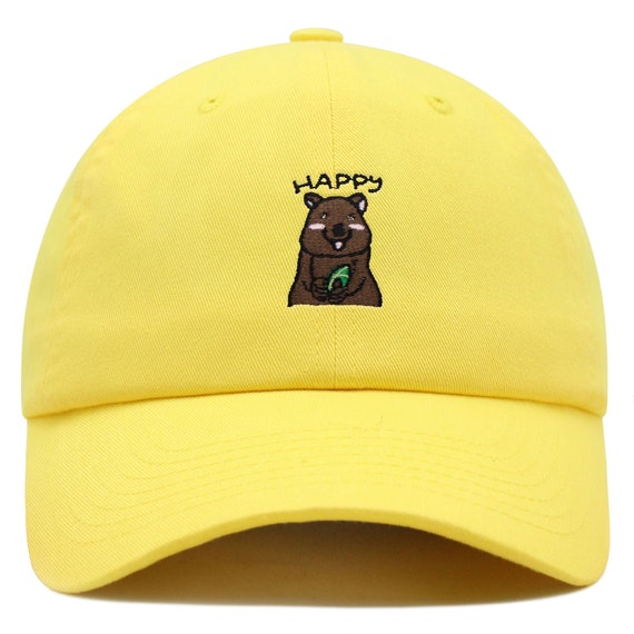 Embroidered Happy Quokka Dad Hat - Cotton Baseball Cap - Etsy