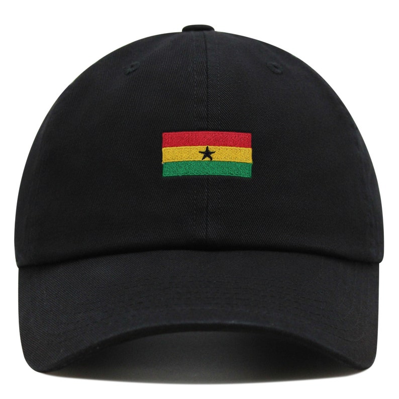 Ghana Flag Dad Hat: Embroidered Cotton Baseball Cap Black