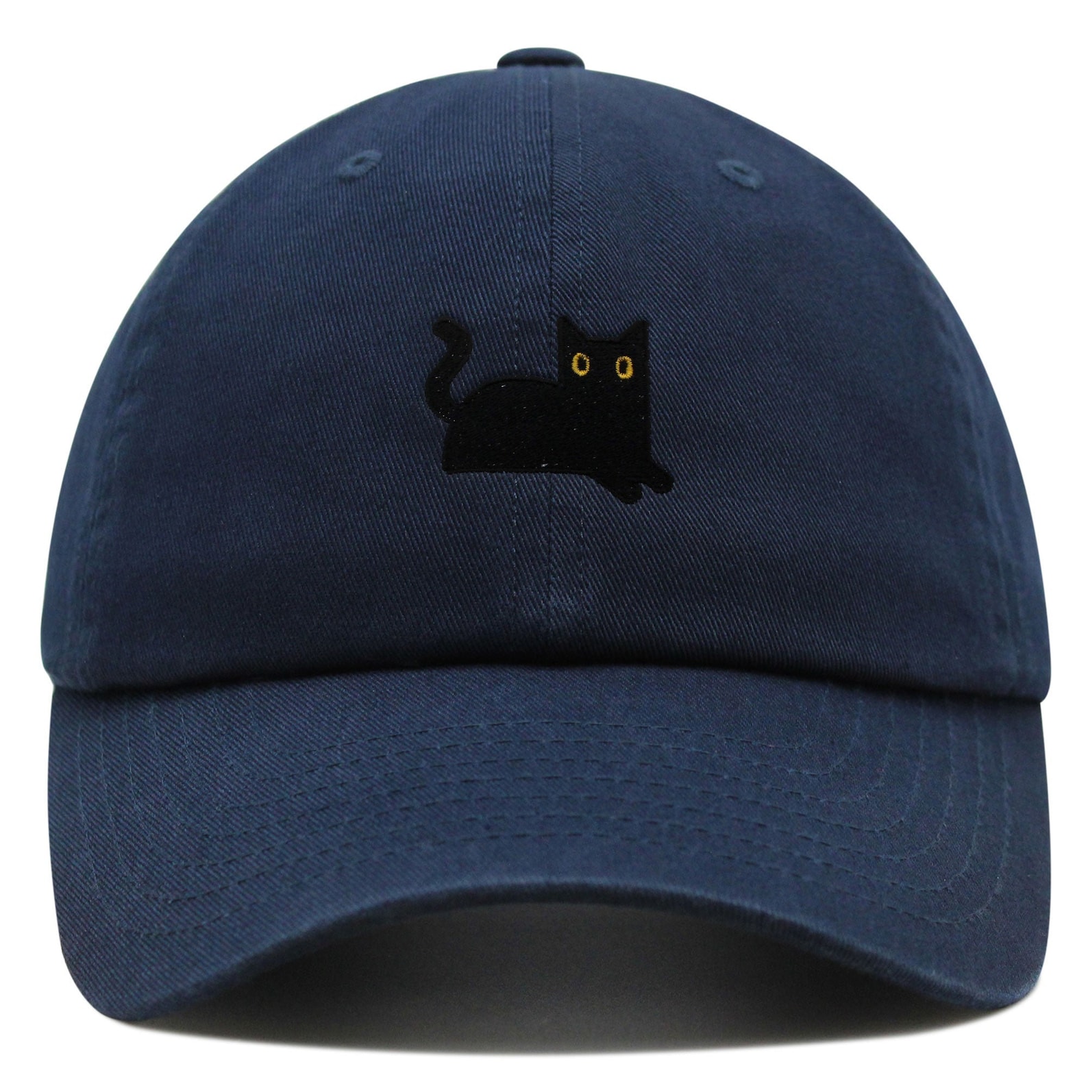 JPAK Black Cat Dad Hat - Embroidered Cotton Baseball Cap For Cat Lovers, Adjustable Fit