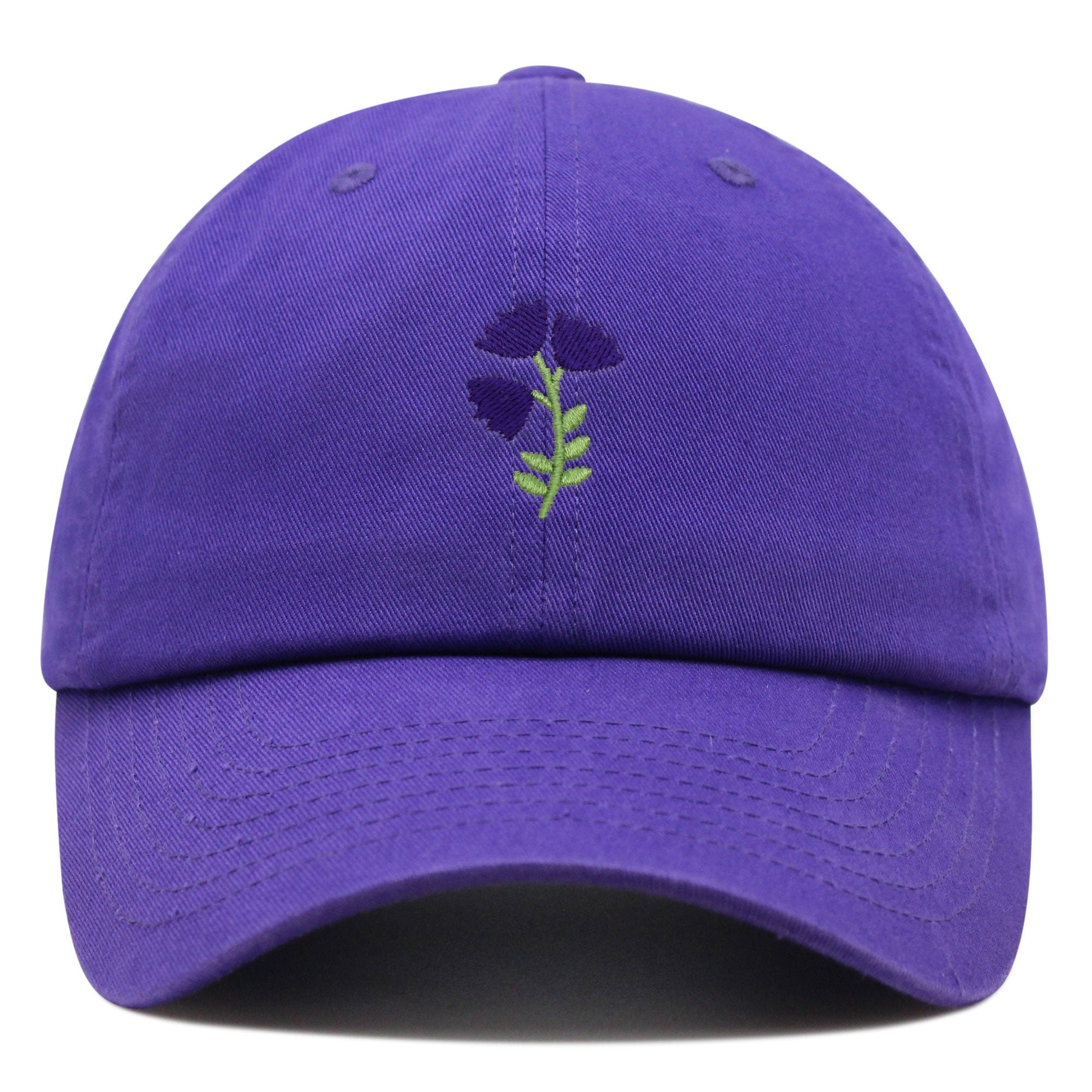 Purple Flower Embroidered Dad Hat, Premium Cotton Baseball  display picture 1
