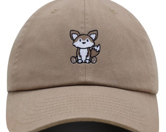 Embroidered Fennec Fox Dad Hat, Adjustable Cotton Baseball Cap