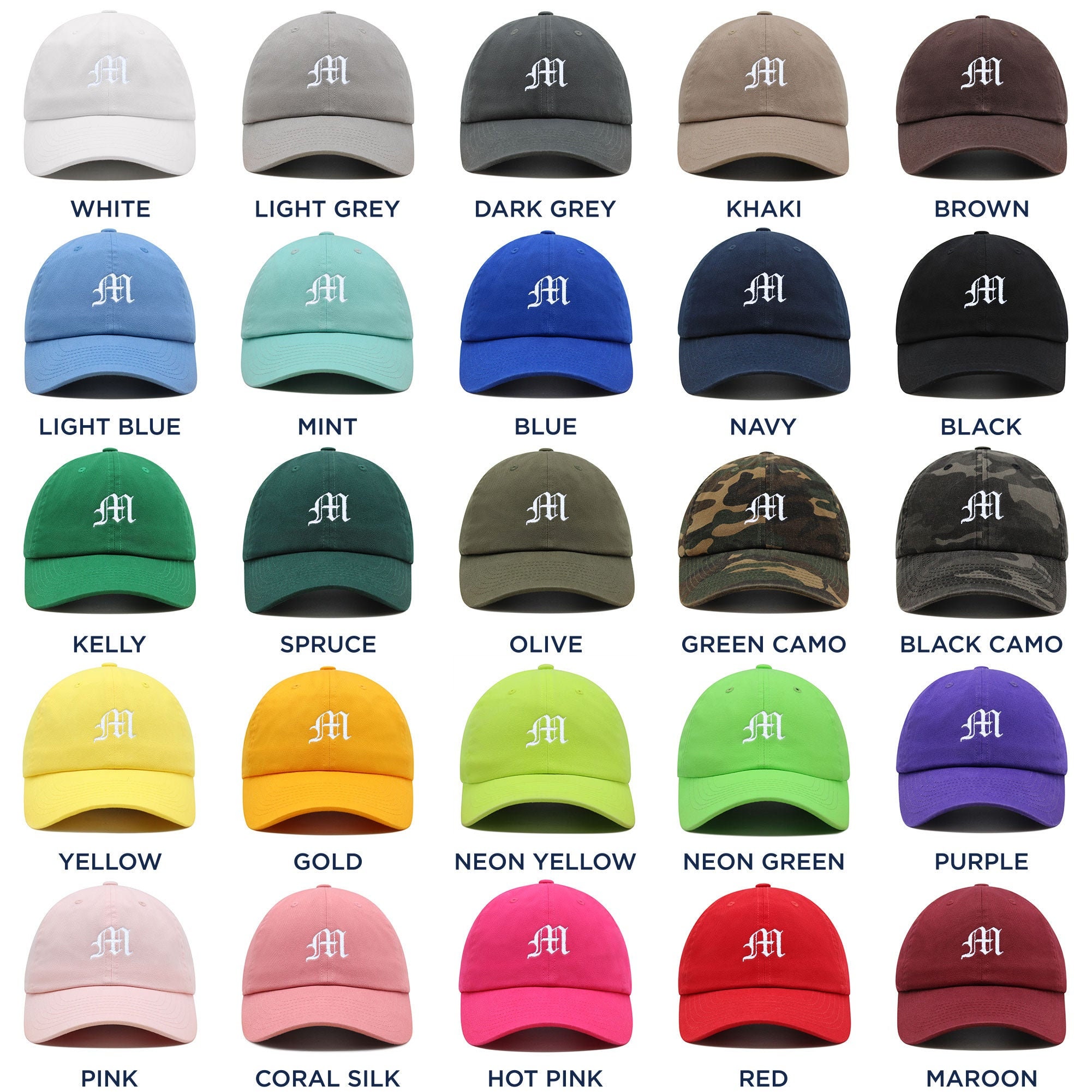 LexiuYibai Old English 'P' Embroidered Dad Hat - Washed Cotton Baseball Cap, Grey, 7 1/2 Size | Vintage Style, Adjustable - View #6
