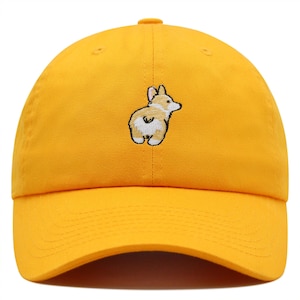Corgi Butt with Heart Fur Premium Dad Hat Embroidered Cotton Baseball Cap