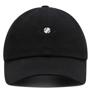 Baseball and 2 Bats Premium Dad Hat Embroidered Cotton Baseball Cap Baseball Bats