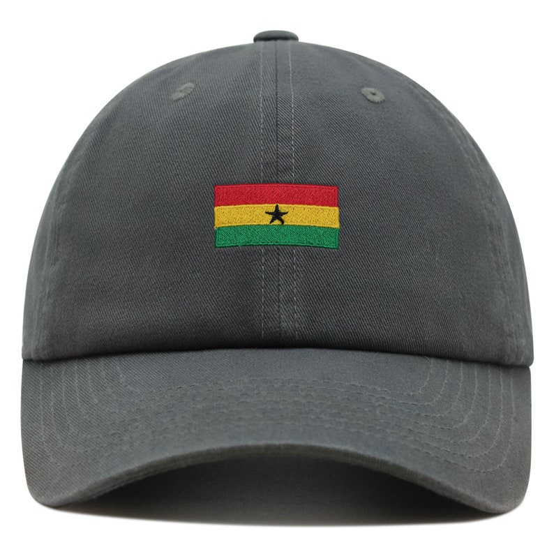 Ghana Flag Dad Hat: Embroidered Cotton Baseball Cap Dark Grey