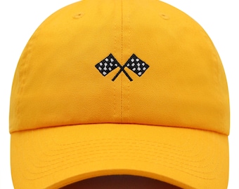 Racing Flag Premium Dad Hat Embroidered Cotton Baseball Cap Racer Speed
